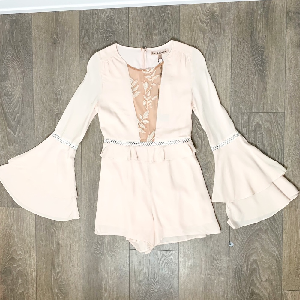 For Love & Lemons Emelia Romper Dusty Pink Size Medium - Picture 6 of 16